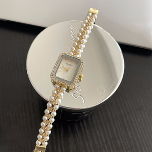 Elegante Reloj de Cuarzo para Mujer con Brazalete de Perlas, Esfera Cuadrada con Detalles de Diamantes de Imitación, Ideal para Regalo y Fiesta - Product Image 2