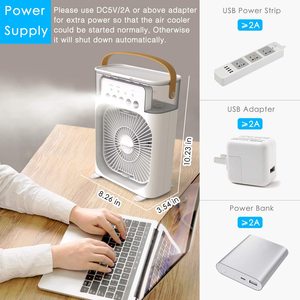 ODM Portable Air Cooling Fan 3 in 1 with Spray 7 Color Light - USB <b>Mini</b> <b>Desk</b> Air Cooler with 3 Speed Settings, 600ML Water Tank - Product Image 6