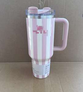 1:1 Stainless Steel Insulated Zebra Stripes <strong>Mug</strong> 40 Oz Double Wall Vacuum <strong>Mug</strong> Cup Thermoses Cup <strong>With</strong> <strong>Handle</strong> and Straw - Product Image 6