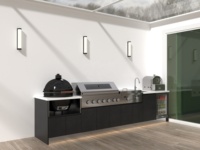 Évier de cuisine extérieur en acier inoxydable anti-corrosion, composant de lavage intégré, accessoire modulaire pour station de cuisson BBQ de jardin