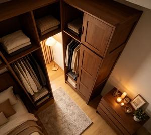 Armoire en bois moderne avec portes battantes style Shaker, en bois massif, meuble de chambre autoportant - Product Image 4