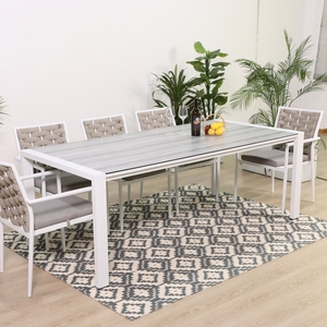 Prix d'usine Ensemble de meubles de salle à manger en plein air Cadre en aluminium Patio Rope Chairs Table à manger d'extérieur avec dessus en verre et chaises - Product Image 2
