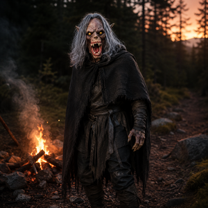 Masque en latex de monstre <span class=keywords><strong>loup</strong></span>-<span class=keywords><strong>garou</strong></span> effrayant, tête entière, visage de bête d'horreur avec cheveux gris, yeux jaunes, crocs pour Halloween, cosplay, accessoires de fête - Product Image 3