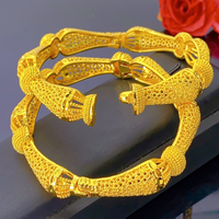 Ensemble de bracelets en filigrane plaqué or 24 carats, bracelets articulés ajourés, bijoux ethniques de mariée pour mariage, banquet, fête, cadeau de vacances