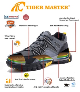 Zapatos de Seguridad Tiger Master Grises con Parte Superior de Microfibra, Suela de Goma Antideslizante y Resistente al Aceite, Puntera de Acero, Aislamiento de 6KV para Hombre - Product Image 5