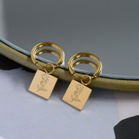 Anting-anting wanita model koin mawar, vintage, anti air, baja tahan karat, klasik, berlapis emas PVD 14k 18k, perhiasan wanita modis