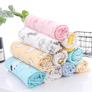 Coperte di ricezione swaddle per neonato in maglia di mussola organica sicura unisex stampate su misura