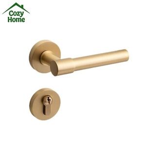 Set di Maniglie e Serrature per Porte con Design Separato, Maniglia Interna in Ottone Massiccio Oro Opaco, Set Maniglie per Porte con Funzione Privacy e Passaggio - Product Image 1