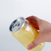 Vente en gros de boîtes de boisson jetables en plastique transparent de 330ml 500ml pour jus de fruits, sodas, thé, bière, champagne, emballage avec bouchon en aluminium