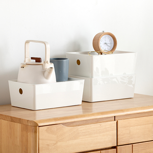 Минималистичный контейнер для хранения PET с крышкой, штабелируемые настольные органайзеры с ручками для шкафа, кухни, канцелярии - Product Image 3