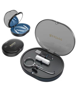 Boîte de rangement invisible pour orthodontie à 2 couches avec miroir pour le nettoyage des prothèses dentaires. - Product Image 1