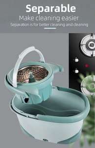 Ménage mains libres auto rotation à 360 degrés de la vadrouille en microfibre magique avec 2 têtes de vadrouille pour le nettoyage de la maison et le seau de vadrouille - Product Image 3