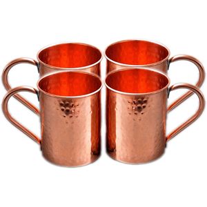 16oz Hand Hammered Ins Straight Pure Copper Moscow Mule <b>Mug</b> <b>Set</b> Dishwasher Safe Beer Tumblers 4 Pieces Including 22oz 14oz 1L - Product Image 1