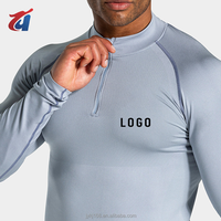 Haut de sport personnalisé pour homme, coupe ajustée, léger, séchage rapide, sans coutures, avec quart de zip, manches longues, pour fitness et entraînement