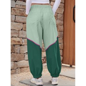 Pantalon de jogging ample pour femme, taille élastique, blocs de couleur, coupe décontractée, avec poches - Product Image 6