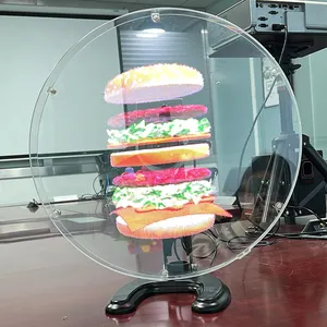 42cm פרסום מכונה שולחן העבודה מקרן נטענת אנכי שקוף מסך LED 3D הולוגרמה מאוורר עבור קניונים