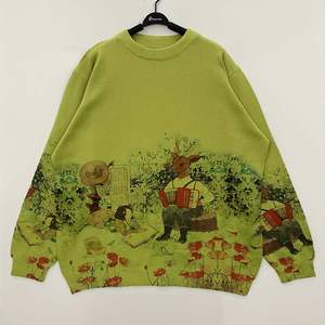 สเวตเตอร์ถักไซส์พิเศษสำหรับผู้ชายเสื้อสเวตเตอร์ผ้าคอตตอนพิมพ์ลายแมนเนอร์ชายไซส์พิเศษ - Product Image 6