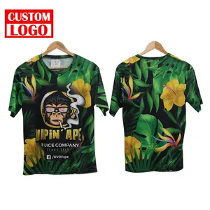 Lieferung OEM Quick Dry Überall Voll druck Eigenes Design T-Shirt 190gsm Polyester Sublimation Shirts