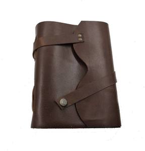 Customised <b>A5</b> Genuine Leather Notebook & Daily <b>Notepad</b> 120 Unlined Rustic Paper Pages with Touch Button Closure for Gifts - Product Image 1