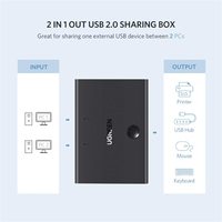 Commutateur de partage USB 2.0 UGREEN, 2 ports, adaptateur de commutateur périphérique, boîte 2 en 1, sortie, commutateur KM pour ordinateur, partage de 1 périphérique USB, concentrateur