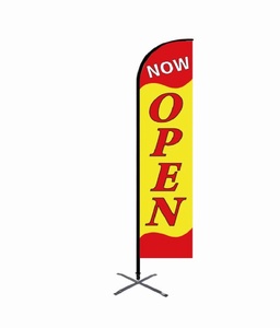 Now Open Feather Banners in Stock Fast Delivery Outdoor Advertising Banner Flags 110gsm Polyester Aluminum Fiberglass Flagpole