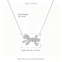 Collier en argent sterling 925 avec nœud papillon, pendentif nœud papillon pavé de zirconiums cubiques, chaîne réglable, bijoux fins de luxe, cadeau pour femme