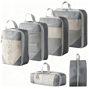 Компрессионные упаковочные кубы, набор из 4 штук, расширяемые органайзеры для багажа, дорожные сумки для чемодана, унисекс, модные, на молнии - Product Image 1