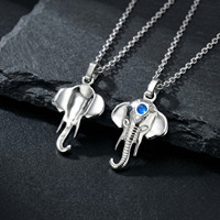 Collar con Cabeza de Elefante de Acero Inoxidable 316L para Hombre y Mujer, Colgante de Piedra Azul de la Suerte y la Sabiduría, Joyería Étnica Animal, Resistente al Agua, Regalo