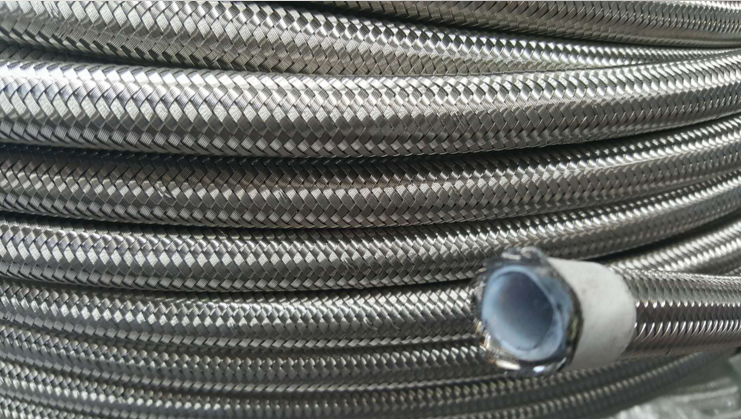 AN16 PTFE Argenté En Acier Inoxydable Tressé Tuyau De Refroidisseur D'huile