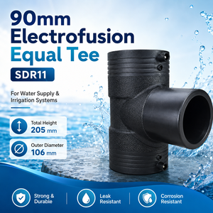 Tubería <span class=keywords><strong>de</strong></span> Polietileno <span class=keywords><strong>de</strong></span> Alta Densidad (HDPE) <span class=keywords><strong>de</strong></span> 90 mm, Electrofusión, Conexión en T, SDR11 PN16 PE100, Lisa, Resistente a la Corrosión, <span class=keywords><strong>para</strong></span> <span class=keywords><strong>Agua</strong></span> <span class=keywords><strong>Potable</strong></span>, Uso Industrial y Agrícola - Product Image 1