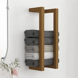 Free standing wooden storage bamboo ladder towel rack with 3 shelves and 3 bars