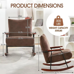 Sillón Reclinable Moderno para Interiores, con Reposabrazos de Madera Maciza, Patas de Metal y Tapicería, para Sala de Estar o Dormitorio - Product Image 2