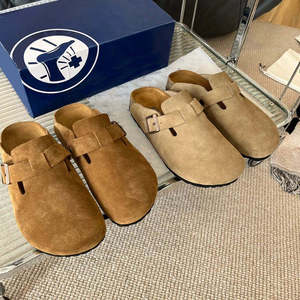 Zuecos de gamuza para mujer con correa de hebilla, zuecos tipo mule, sin cordones, punta redonda, zapatos casuales y cómodos - Product Image 4