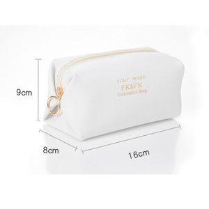Пользовательский Размер Продвижение Бесплатный подарок Женская золотая молния белая искусственная кожа косметическая сумка - Product Image 5