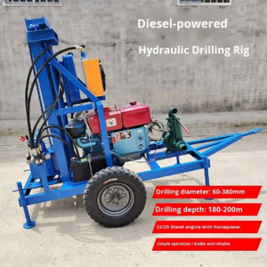 Petite machine de forage de puits d'eau hydraulique diesel - Utilisation civile, domestique et agricole, profondeur de 0 à 200 m, mobilité facile - Product Image 3