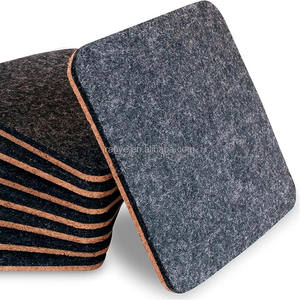 Posavasos de Fieltro Absorbente para Bebidas con Soporte, Posavasos Grandes de Fieltro Absorbente con Reverso de Corcho - Product Image 1