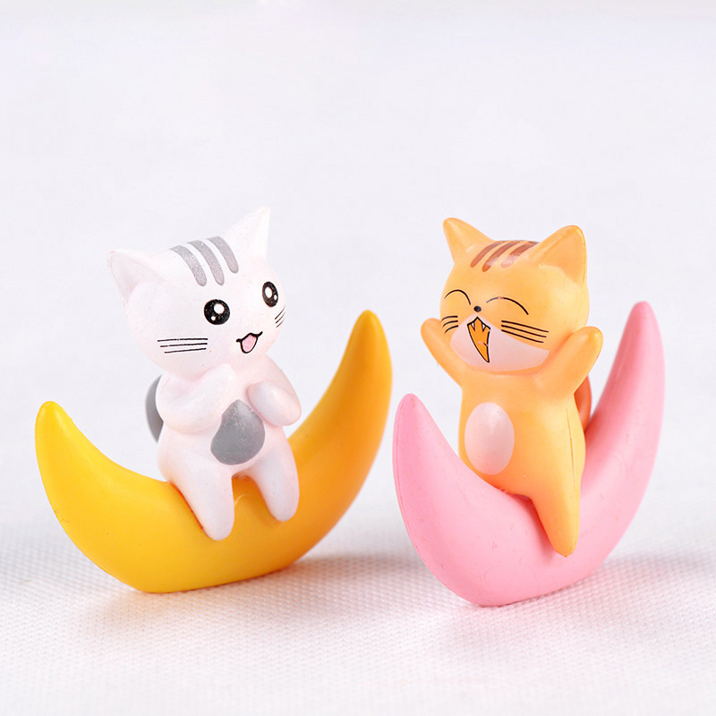 Статуэтка Лунная кошка, модель животного, сказочное садовое миниатюрное украшение, Декор, статуи террариума, украшение для дома, микро-ландшафт