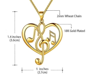 Inspire Jewelry Collier en acier inoxydable pour femme avec <span class=keywords><strong>symbole</strong></span> de musique en coeur Plaqué or Pendentif à la mode Cadeau d'anniversaire pour elle - Product Image 2