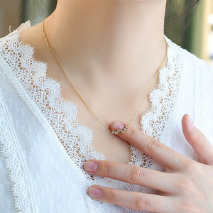 Collar de Zirconia con Colgante de Moda en Acero Inoxidable 316L, Chapado en Oro de 14k/18k, para Mujer, Venta al Por Mayor - Product Image 4