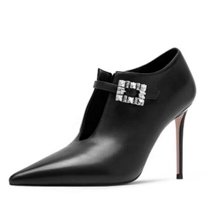 Big Size 45 Summer Cut Out Dress Stiletto High Top Ankle <b>Boots</b> Sexy Women's Diamonds Buckle Short <b>Boots</b> Slim Heels - Product Image 3