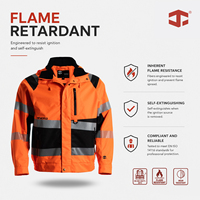 Chaqueta Resistente al Fuego JIADE para Hombre, Reflectante, Fluorescente, de Alta Visibilidad, para Otoño e Invierno, Resistente al Viento, al Agua y con Múltiples Bolsillos