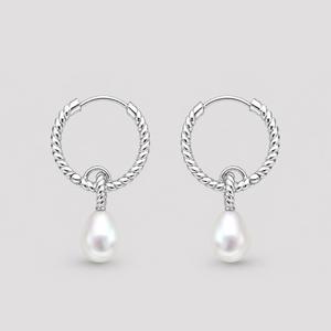 Trendy Freshwater Pearl 925 Sterling <b>Silver</b> <b>Drop</b> <b>Earrings</b> with Twisted Rope Design-for Party Occasions - Product Image 5