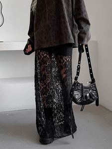 Jupe Longue Sexy en Dentelle pour Dames Mûres, Transparente, Longueur Midi, Vêtements d'Été 2024, Dropshipping Mode - Product Image 2