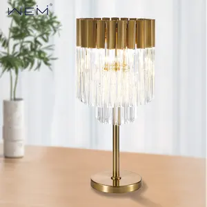 Оптовая продажа, миниатюрная латунная Роскошная декоративная светящаяся светодиодная кристаллическая настольная лампа