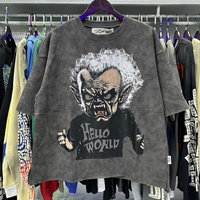 NOUVEAU T-shirt BKYS style ample et tendance, imprimé diamant scintillant, effet délavé, patchwork en pur coton, coupe oversize