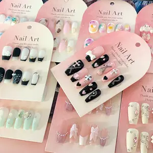 2023 New Press On Nails Handmade Wholesale Kawaii Press On Nails Acrylic High Quality Luxury French Tip Press On Nails