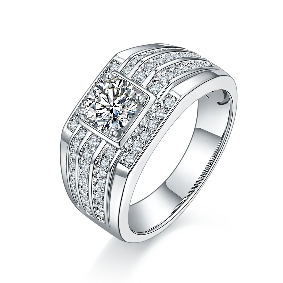 NINE'Sドロップシッピング男性モアッサナイト婚約指輪1ctD VVS1モアッサナイトダイヤモンドS925結婚指輪