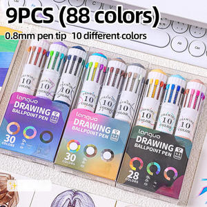 Stylo bille en plastique rétractable 10 couleurs 0,8 mm avec grip souple pour <span class=keywords><strong>le</strong></span> coloriage - Product Image 1