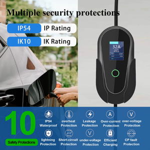 Nouveau chargeur EV portable standard UE 7 kW à courant réglable, pistolet de charge Type 2 avec écran LCD - Product Image 3
