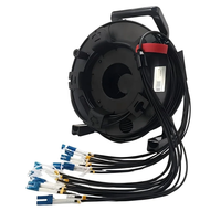 Câble Fibre TPU Tactique Blindé 12 Fibres 200m LC LC Monomode G657A1 Touret PCD310 Capuchons Protecteurs